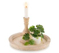 Hanobe Vassoio in legno rotondo decorativo vassoio: vassoi per bricolage, vassoio per l'arte fai da te, vassoio per l'artigianato in legno, vassoio decorativo rotondo per candele tealight