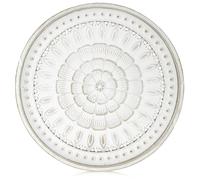 Hanobe Vassoio in legno rotondo, decorativo, vintage, intagliato, bianco, lavato, in legno, piccolo vassoio per candele per caffè e cucina