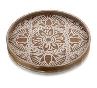 Hanobe Vassoio Legno Decorativo Rotondo: Centrotavola Rustico Marrone