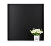 Hanobe Vassoio ottomano quadrato grande: moderno extra large nero vassoio decorativo con maniglie ritagliate per soggiorno tavolino da caffè casa, 50,8 cm