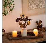 Hanobe Vassoio per candele lungo e stretto in legno: portacandele rustiche rettangolari decorativi per soggiorno, fattoria, pilastro rettangolare, base per candela tealight, decorazione del tavolino