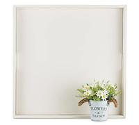 Hanobe Vassoio quadrato grande ottomano: vassoio extra large bianco per ottomani, vassoio decorativo in pelle con manici per tavolino da caffè soggiorno 55,9 x 55,9 cm