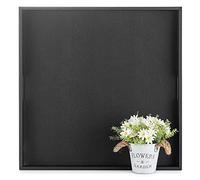 Hanobe Vassoio quadrato grande ottomano: vassoio extra large nero per ottomani, vassoio decorativo in pelle con manici per tavolino da caffè soggiorno 55,9 x 55,9 cm