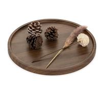 Hanobe Vassoio rotondo in legno di noce: vassoio in legno di noce rustico, centrotavola per fattoria e ottomano, vassoio da portata per bancone cucina, decorazione per la casa, 30 cm