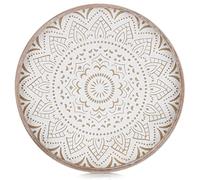 Hanobe Vassoio rotondo in legno per la casa, piccolo vassoio in legno, decorazione rustica marrone, vassoi decorazione per caffè e cucina, contatore, 30 cm