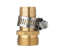 Hanobo Confezione da 2 connettori in ottone da 3/4 di pollice per tubo da giardino, con morsetti