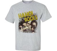 Hanoi Rocks T Shirt Retro 1980s Heavy Metal Vinta Glam Rock Gray Graphic Tee Grey XXL