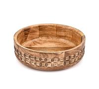 Hanol Elegant Mango Wood Decorative Bowl - Farmhouse Rustic Centerpiece for Kitchen Island, Dining Table & Entryway Decor (10" X 10" X 3")