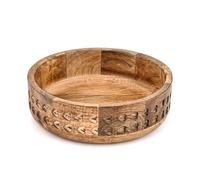 Hanol Handcrafted Mango Wood Fruit Bowl - Large Natural Finish Serving Bowl for Inads, Snacks, Bread & Kitchen Counter Decor | Rich Natural Grain Texture (10" X 10" X 3'')