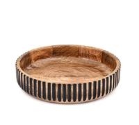 Hanol Wooden Fruit Bowl - Large Mango Wood Serving Bowl with Black Handcrafted Finish | Multipurpose for Salad, Fruit, Snacks, Bread & Kitchen Counter Decor | Natural Grain Texture (12" X 12" X 2.5")