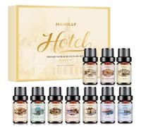 HANOLLY Hotel Oli Essenziali per Diffusori 10x5ml, Olio Essenziale Naturali per Aromaterapia Massaggio Candele Fai da Te, Cabono, Novembre, Crystallé, Sogno, Tè Bianco, Magia, Mystara, Rosa de Deserto