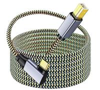 Hanprmeee Cavo USB C per stampante, 8 m, in nylon intrecciato ad angolo retto, da USB C a USB B, compatibile con MacBook Pro, Lexmark, stampanti, scanner e altri dispositivi/laptop di tipo C (8 m)