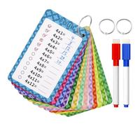 Hanqing 13 schede flash per moltiplicazione tabellini, poster con tabellini, da 0 a 12 volte con 2 pennarelli cancellabili a secco e 2 anelli, gioco matematico moltiplicare per la prima e la terza