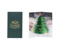 HanQZen Biglietto pop-up per albero di Natale 3D, pop-up come buono o auguri di Natale, biglietto pieghevole per Natale (verde)