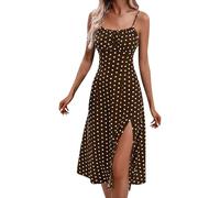 Hanraz Abiti da Donna Estate Boho a Pois Abito da Sposa per Dama d'Onore Corsetto Abito Lungo Elegante Abiti Estivi a Spallina Abito da Festa Abito da Ballo Abiti da Ballo Abito Avvolgente, B-marrone