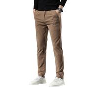 Hanraz Pantaloni in velluto a coste da uomo, a corda, casual, grandi dimensioni, pantaloni chino, pantaloni in tessuto, pantaloni da uomo, pantaloni piegati, per il tempo libero, cachi, 36