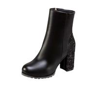 Hanraz Scarpe glitterate da donna con paillette, eleganti scarpe in vernice glitterate, comode con paillettes fantasiose, scarpe da ginnastica con plateau Y2k, A02 nero., 35/EU