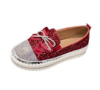 Hanraz Scarpe glitterate da donna con paillettes, eleganti scarpe da ginnastica in vernice, con plateau e comode paillette, scarpe sportive Y2k glitter Chucks, A02 rosso., 38/EU