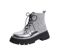 Hanraz Scarpe glitterate da donna con paillettes festive Chucks plateau scarpe da ginnastica eleganti glitter comode scarpe sportive fantasia Y2k glitter, A03 argento, 39/EU