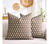 Hanrunsi Copricuscino 45x45 Marroni Cuscini Decorativi Cuscino per Divano in Decorativi Copricuscini Floreali per Divano Camera da Letto Soggiorno Esterno Set di 2