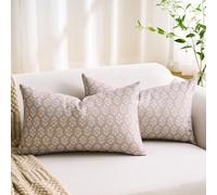 Hanrunsi Federa per Cuscino Fiori 30x50 cm Cuscino Decorativo Federe per Cuscini Divano Floreale Color Cachi per Camera da Letto Divano Esterno Decorativo Set di 2