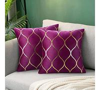 Hanrunsi Federa per cuscino in velluto rosa rosso, 40 x 40 cm, set di 2 cuscini viola quadrati decorativi viola per divano soggiorno camera da letto auto