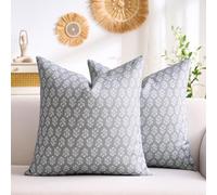 Hanrunsi Federe per Cuscini 40x40 cm, Federa Floreale Grigia per Cuscino Rustico Decorativo, Federa per Cuscino da Esterno Decorativo per Camera da Letto, Divano, Sedia, Letto, Giardino, Set da 2