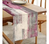 Hanrunsi Runner da Tavola in Lino Runner da Tavola Viola Boho a Doppio Strato Addensato Panno Decorativo per Tavolino da Caffè, Feste, Matrimoni, Cene di Famiglia 33 cm x 183 cm