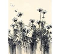 Hans Andkjaer Stampe su Tela con Fiori Bianchi, 40 x 50 cm, Poliestere, Multicolore