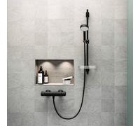 Hansa Basicjet set doccia con asta saliscendi e mensola, 3 tipi di getto, 4467013333, Basicjet nero opaco [Rubinetteria Bagno > Set Doccia]