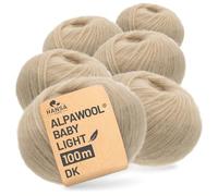 HANSA-FARM | Alpawool Baby Alpaca Light 100 DK nel set da 6 - lana leggera e antigraffio per maglia e uncinetto - NFA02 Beige