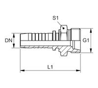 HANSA-FLEX, capezzolo in acciaio resistente CES, pressione 420 bar, filettatura cilindrica M24 x 1,5, diametro 8 mm, lunghezza 58 mm