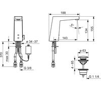 HANSA HANSALOFT Mitigeur de lavabo, sans fonction, compatible Bluetooth, fonctionnement sur pile, capteur PSD, saillie : 143mm, 57492219, 57492219