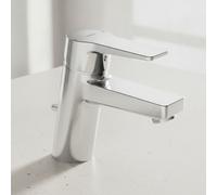 Hansa Hansatwist, miscelatore monocomando per lavabo, con una mano sola, sporgenza 121 mm, con scarico, collegamento tramite tubi flessibili a pressione, cromato
