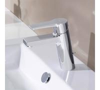 Hansa Hansatwist, miscelatore monocomando per lavabo, monoforo, sporgenza 123 mm, con set di scarico, collegamento tramite tubi flessibili a pressione, cromato