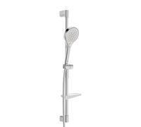 Hansa Viva set doccia con asta saliscendi e mensola, 3 tipi di getto, 4416021080, Viva acciaio inox spazzolato [Rubinetteria Bagno > Set Doccia]