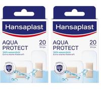 Hansaplast Aqua Protect - Cerotti impermeabili per ferite (20 strisce), con adesione extra forte, ideali per doccia, nuoto e bagno (Confezione da 2)