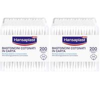 Hansaplast Bastoncini Cotonati in Carta Biodegradabile, 1 confezione x 200 pezzi, 100% Puro Cotone Idrofilo, Adatti per Pelli Sensibili, Made in Italy (Confezione da 2)