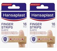 Hansaplast Cerotti ELASTIC FINGER STRIPS, Cerotti dita extra flessibili e lunghi per mani e articolazioni, Cerotto flessibile che si adatta ai movimenti, 1 confezione da 32 pezzi