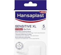 Hansaplast Cerotti SENSITIVE XL, Cerotti medicazione per la protezione di ferite medio-grandi, Ipoallergenici, sterili senza lattice, 1 Confezione da 5 Pezzi 6 x 7 cm