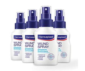 Hansaplast Set di 4 spray per ferite (50 ml), per pulizia antisettica delle ferite mediante risciacquo meccanico, spray protegge dalle infezioni delle ferite, incolore e particolarmente delicato sulla