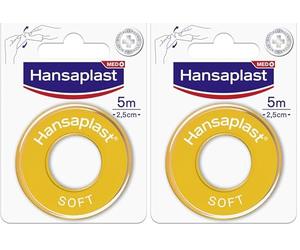 Hansaplast SOFT Cerotto rotolo su Rocchetto, Striscia cerotti ipoallergenici per il fissaggio di bende e compresse su pelli molto sensibili, Cerotto medicazione in tessuto, 1 Confezione da 10m x 2.5cm