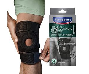 Hansaplast Sport Supporto Ginocchio, Ginocchiera sportiva per protezione e sollievo, Ginocchiera ortopedica con regolazione della pressione, Tutore ginocchio in tessuto Thermo-Tech