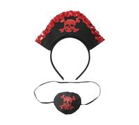 Hansber Accessori Per Il Costume Di Pirata Cappello Di Pirata Nastri Per La Fronte E Occhiali Per La Festa Di Cosplay Di Halloween Rosso Taglia unica