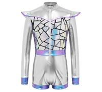 Hansber Bambina Costume Alieno Bambine Bustina Maniche Lunghe Spaziale | Unitard A Maniche Lunghe,Ballo Zip,Uniforme Astronauti,Festa Del Cinema,Gioco Di Ruolo,Feste Compleanno,Natale,In Maschera