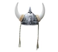 Hansber Elmo Vichingo Medievale Con Corna Elmo Soldato Berserker Giocattolo Cappello Guerriero Barbaro La Festa Halloween Argento Taglia unica
