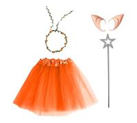Hansber Feen Kostüm Set Tutu Rock Blumenkranz Elfenohren Und Sternstab Für Halloween Karneval Party Arancia Taglia unica
