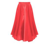 Hansber Flamenco Roccia Bambini Ragazza Spagnolo Abiti Volant Danza Rock Un Linee Gonna Lunga Concorrenza Prestazione Vestiario Rosso 3-4 Anni