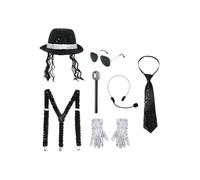 Hansber Kit Sequine Festa Set Cappello Fedora Costume Una Star Della Danza Nero Bianco E Taglia unica