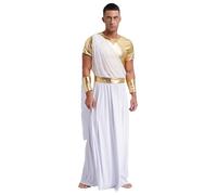 Hansber Pezzi Toga Bianca Uomo Costume Dio Greco Adulti Festa Toga Costume Romano Con Bracciale Metallico Costumi Carnevaleschi Bianco 3XL